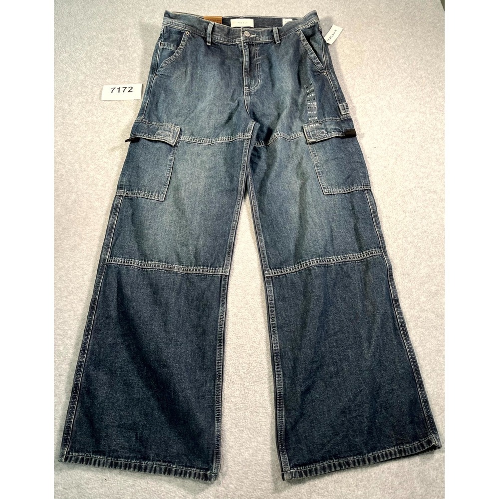 PacSun Blake Extreme Baggy Jeans Mens 34x32 Gray Cotton Medium Wash Streetwear